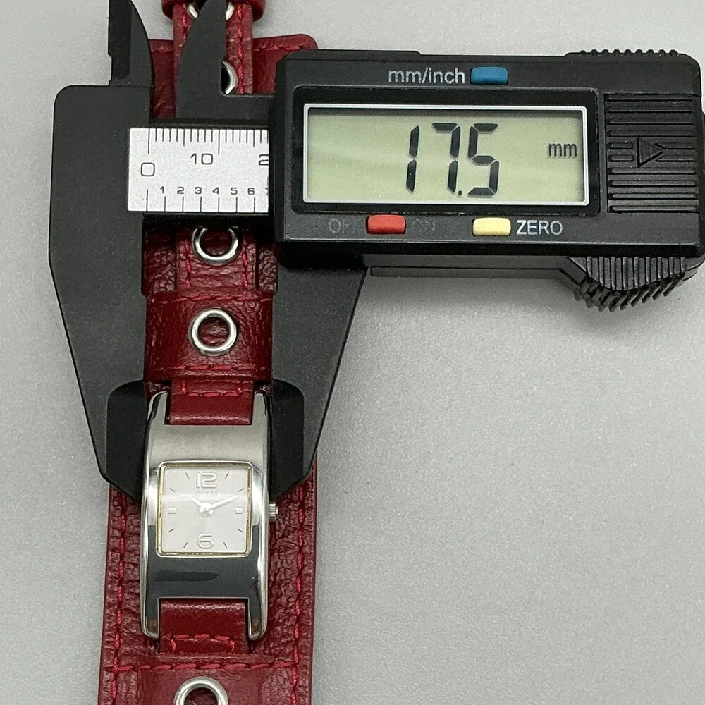 Guess G66225L Womens Watch 18mm White Dial Red Leather Cuff New Battery